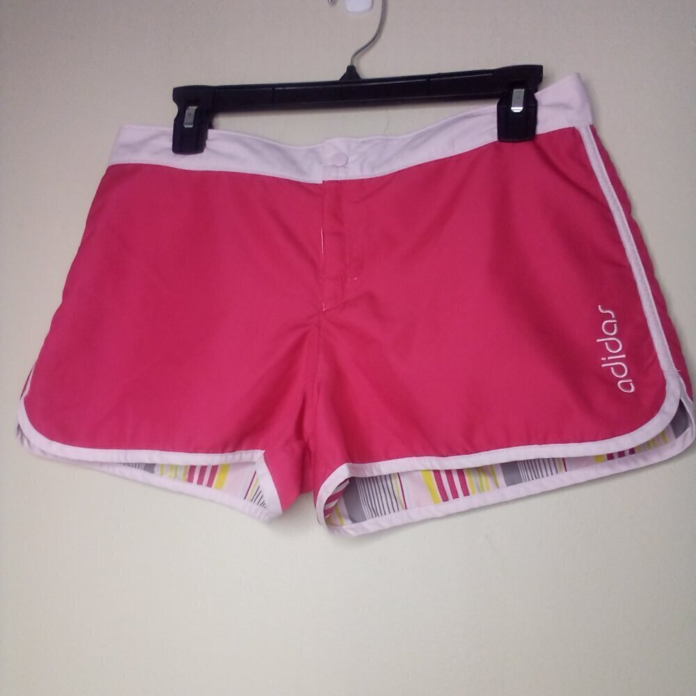 Adidas Shorts Women M ? Running Active Athletic Snap Hook Loop Pink - Picture 2 of 14